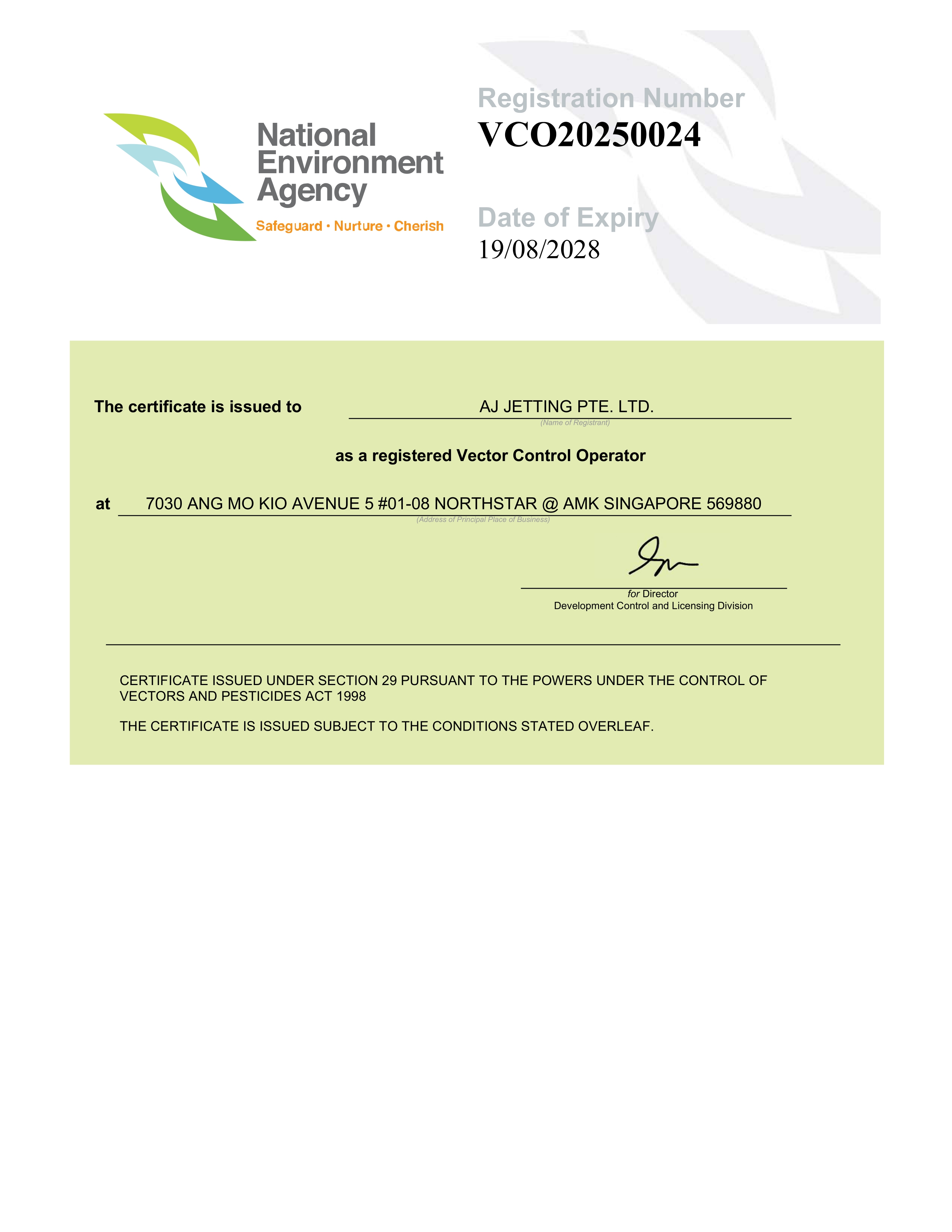 Certificate of NEA